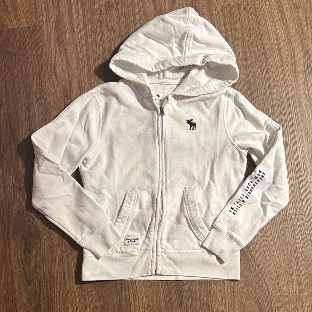 Ambercrombie & Fitch Kids White Hoodie Full Zip 11 12 Y2K